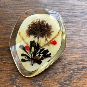 Vintage acrylic brooch with flowers, handmade in Canada